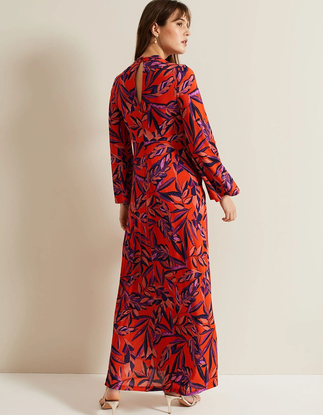 Briella Jersey Leaf Print Maxi Dress