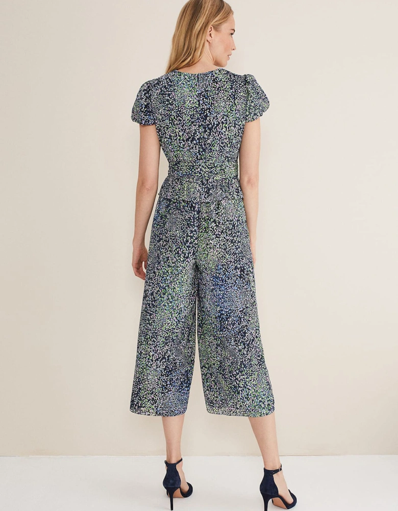 Leora Wrap Printed Plisse Jumpsuit