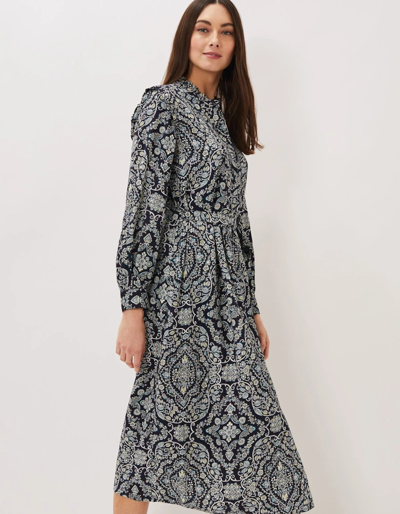 Polly Paisley Print Midi Dress