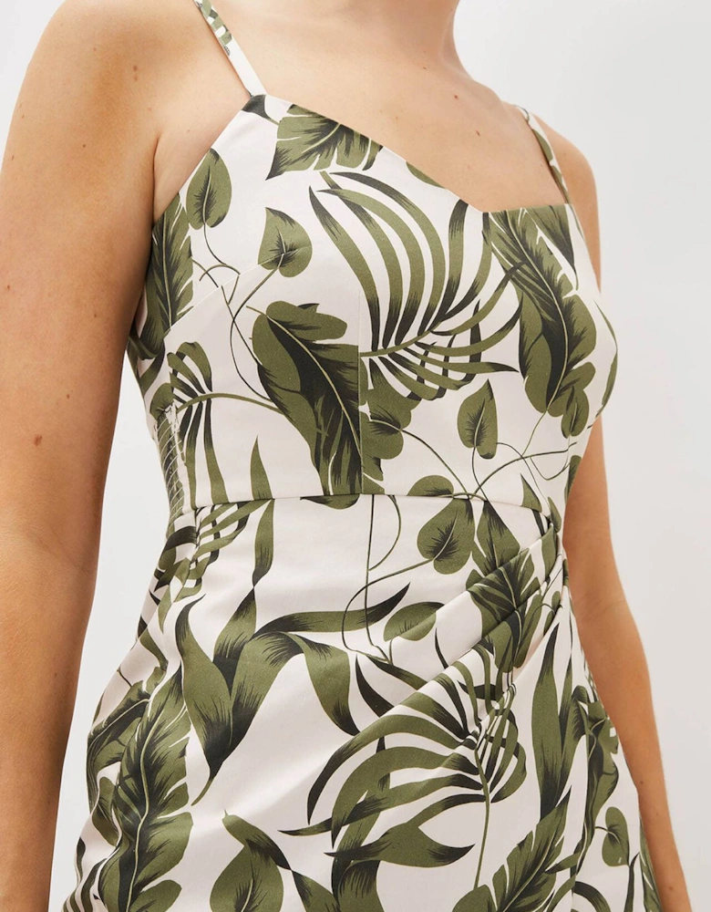 Yolanta Cotton Palm Print Midi Dress