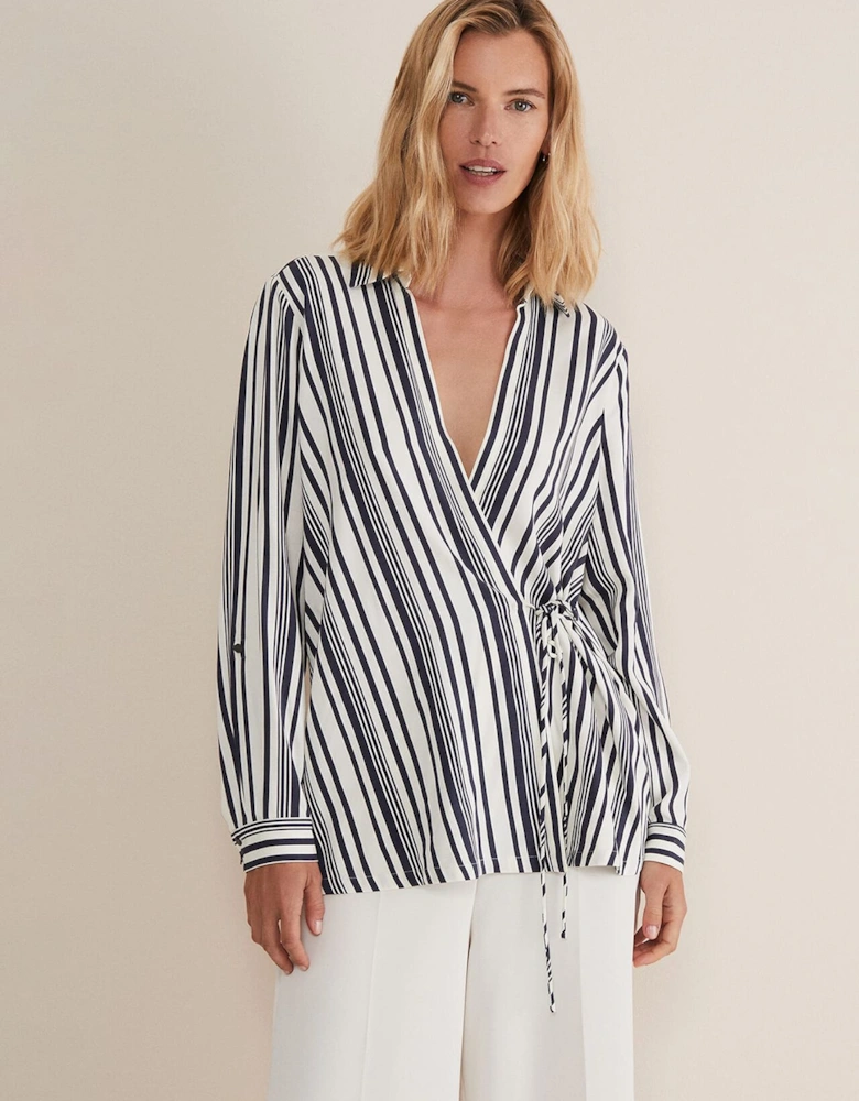 Dalila Striped Wrap Blouse