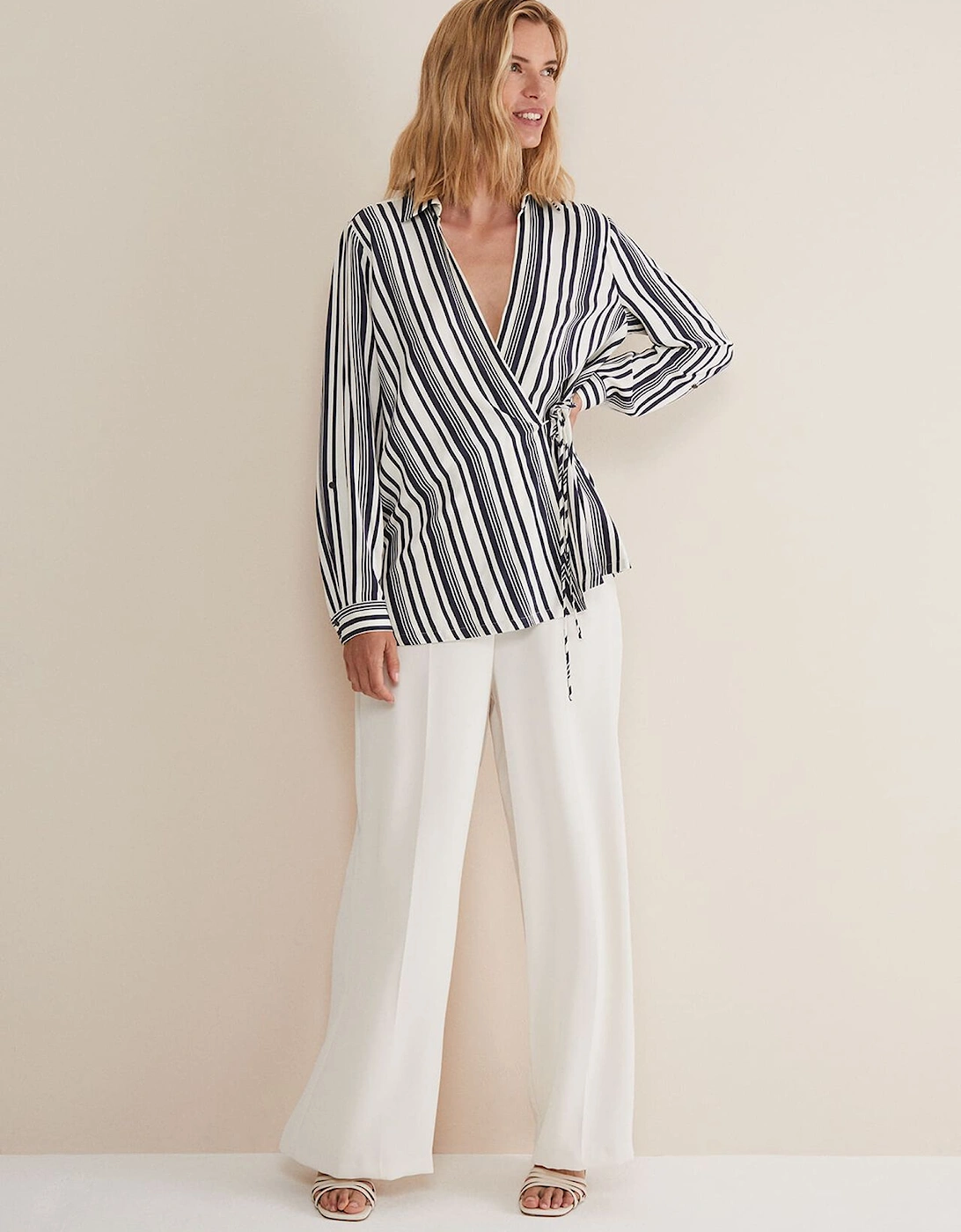 Dalila Striped Wrap Blouse