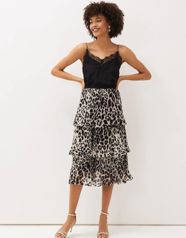 Chelsie Leopard Tiered Skirt