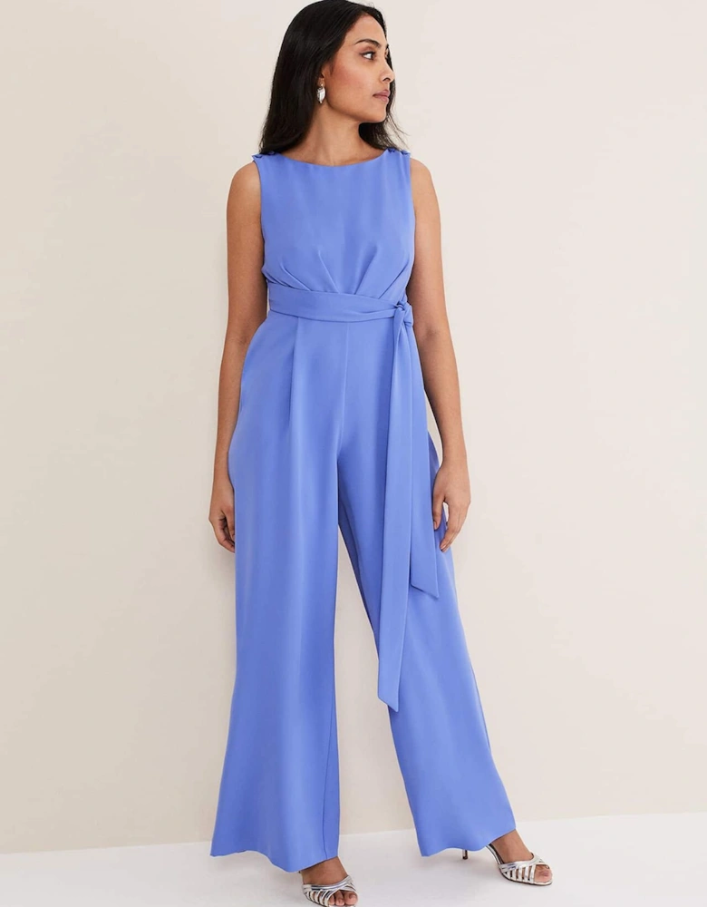 Petite Elaina Blue Wide Leg Jumpsuit