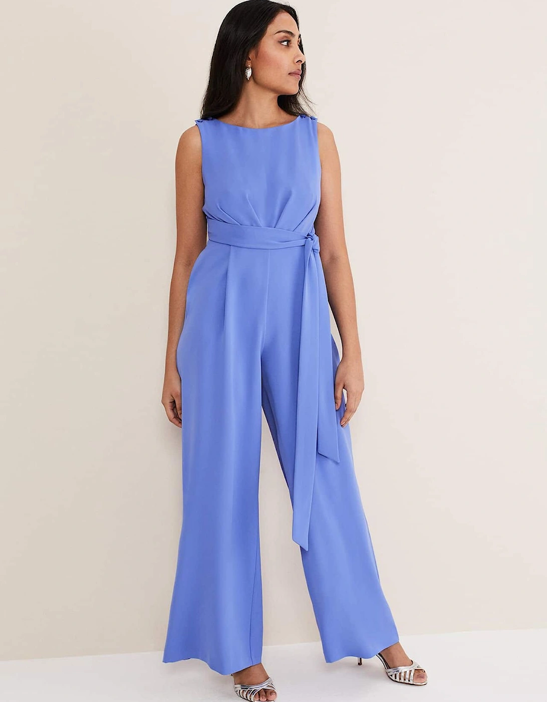 Petite Elaina Blue Wide Leg Jumpsuit, 9 of 8