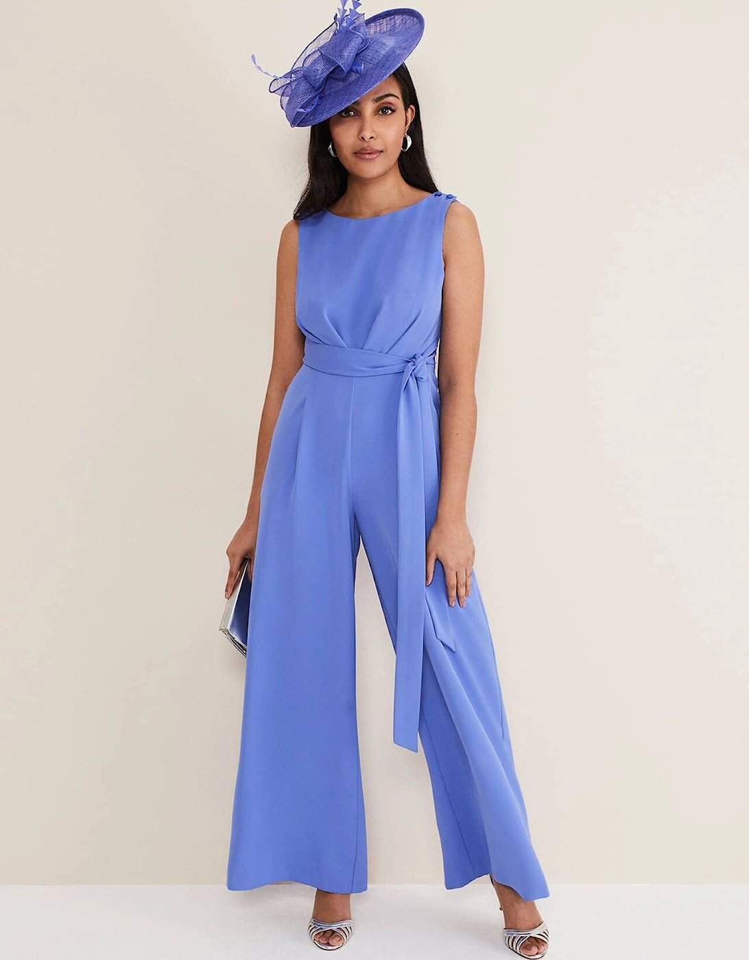 Petite Elaina Blue Wide Leg Jumpsuit