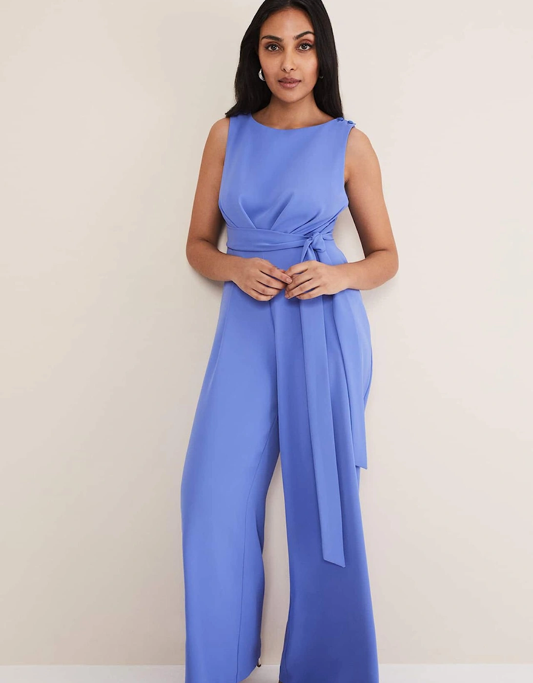 Petite Elaina Blue Wide Leg Jumpsuit