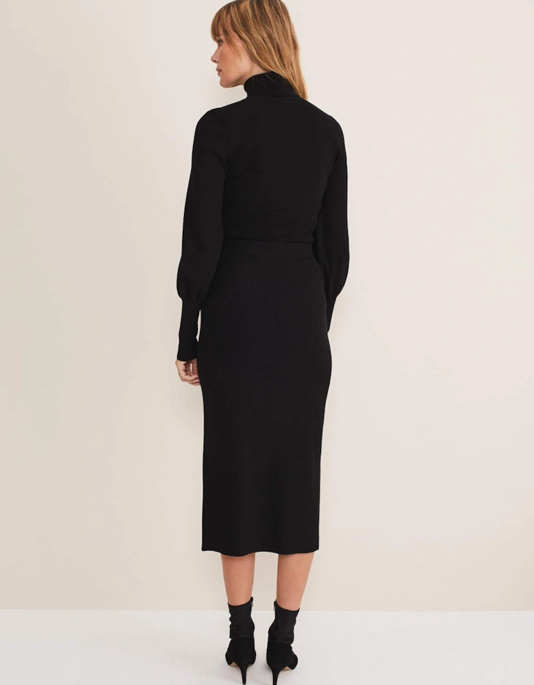 Irina Ribbed Button Detail Knit Skirt