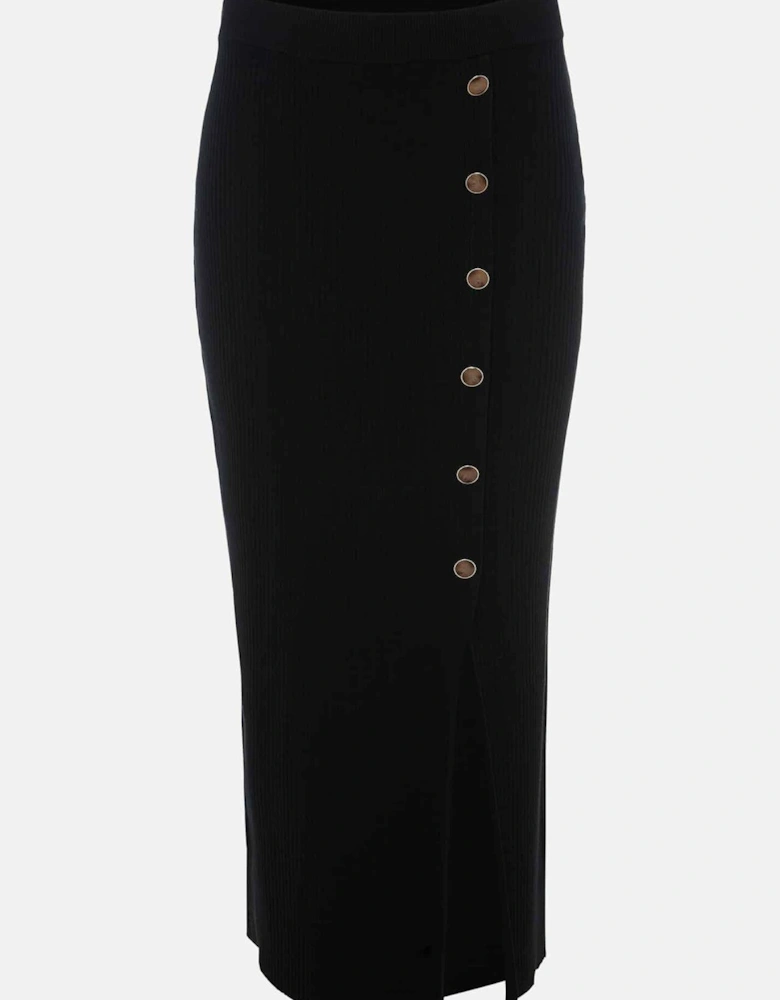 Irina Ribbed Button Detail Knit Skirt