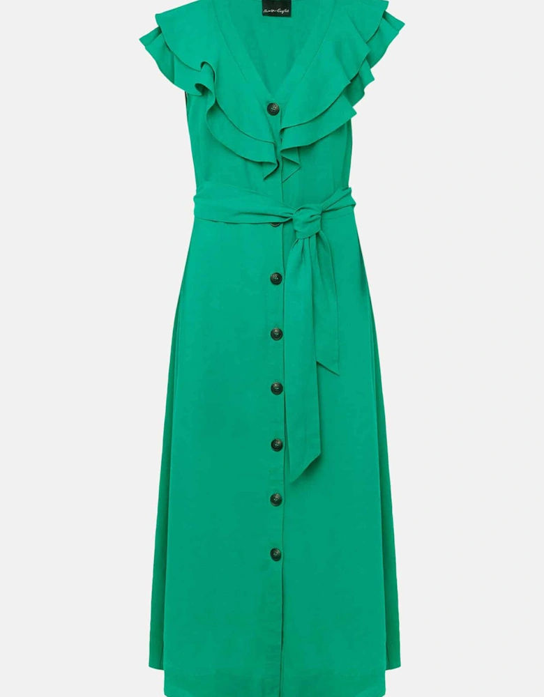 Jamilla Green Linen Midi Dress