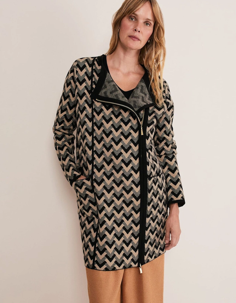 Perrie Geo Jacquard Knit Coat