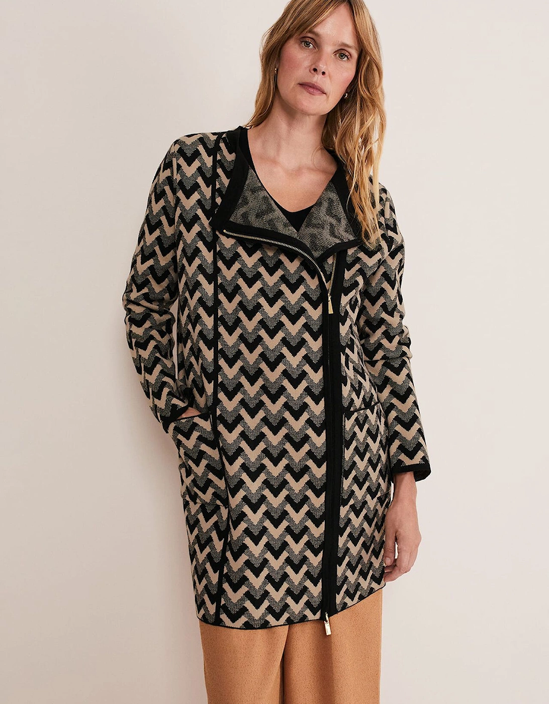 Perrie Geo Jacquard Knit Coat, 7 of 6