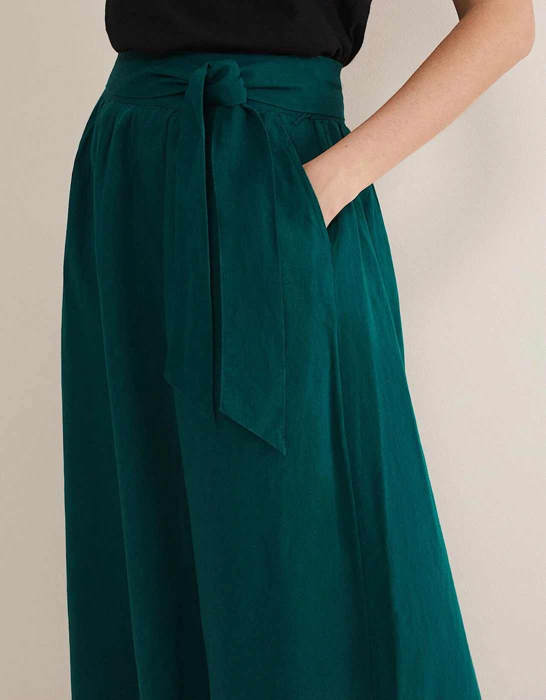 Amorette Linen Belted Maxi Skirt