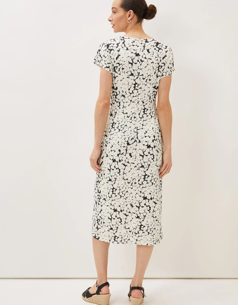 Jaelynn Ditsy Cowl Tie Waist Print Dress