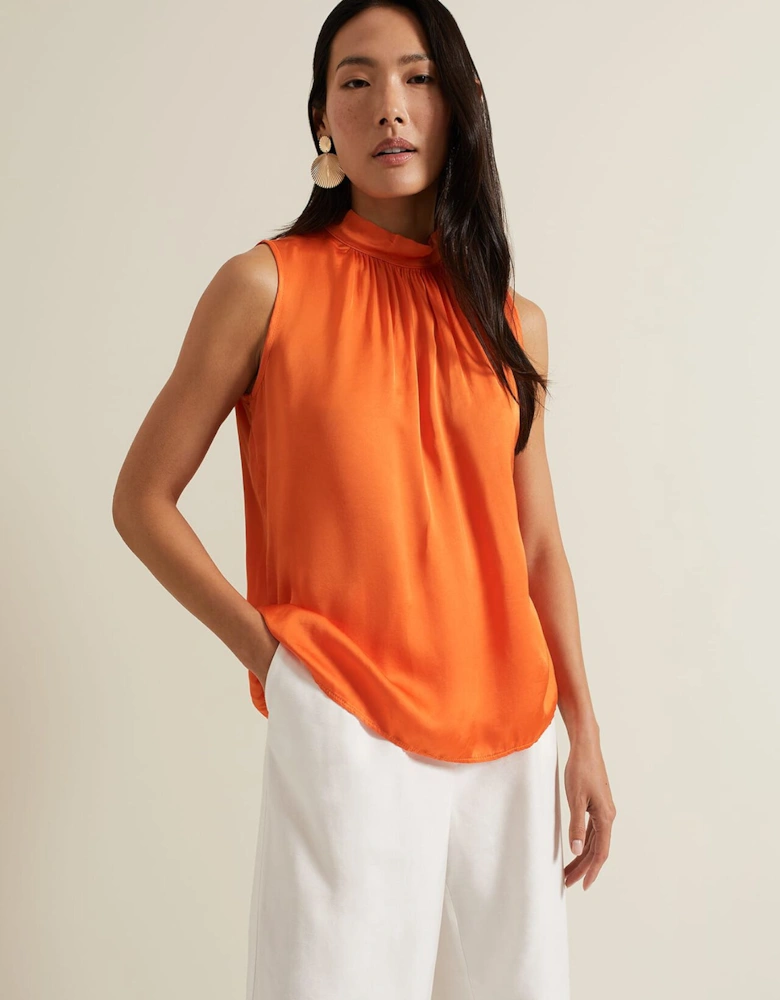 Lizza Orange High Neck Top