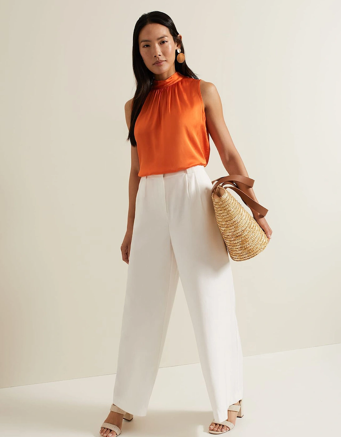 Lizza Orange High Neck Top