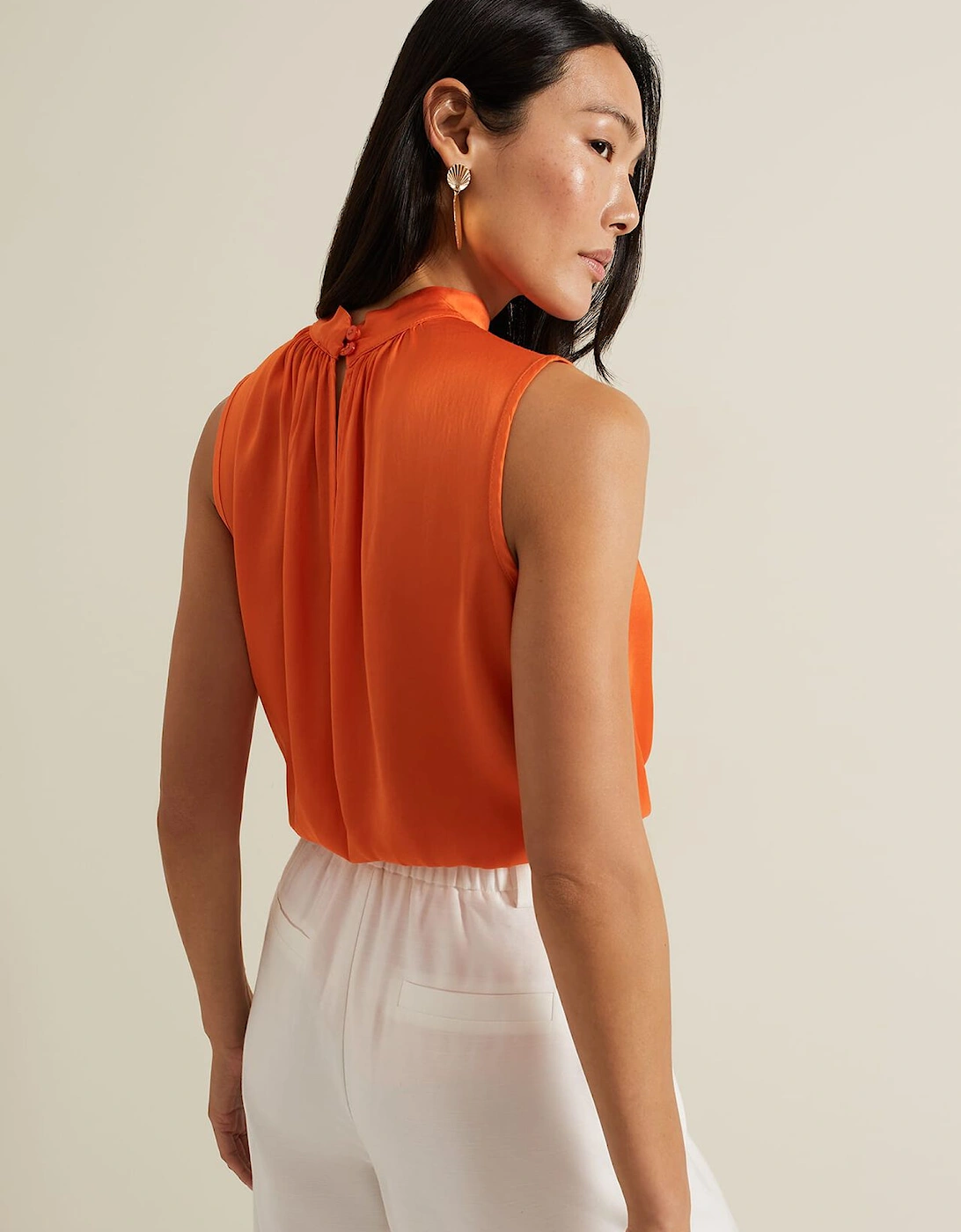 Lizza Orange High Neck Top