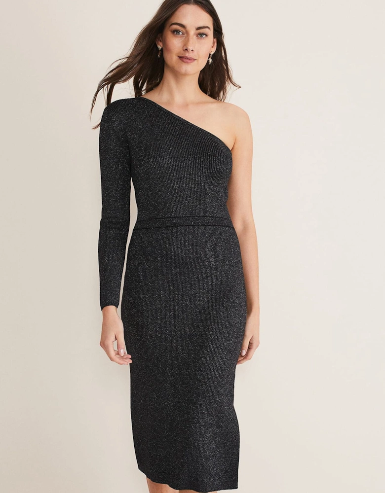 Zemira One Shoulder Lurex Knitted Dress