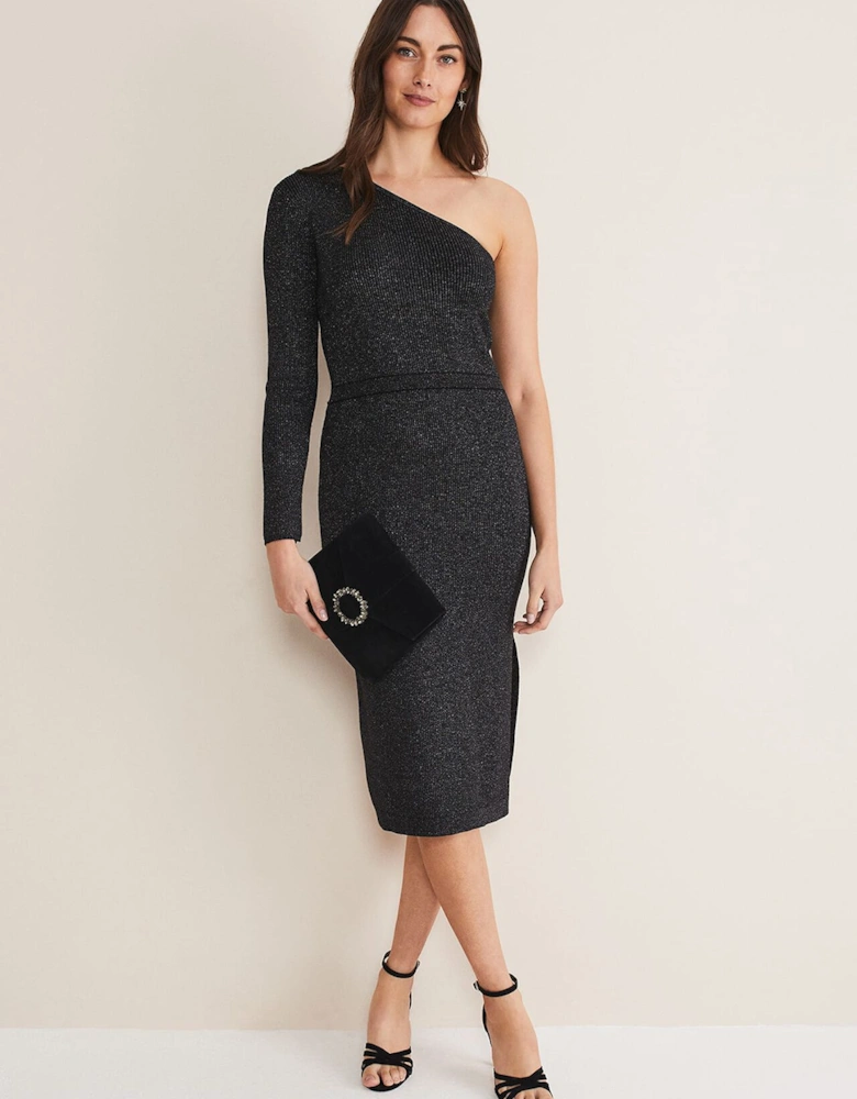 Zemira One Shoulder Lurex Knitted Dress