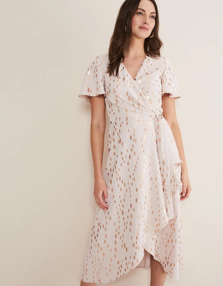 Julissa Ruffle Wrap Midi Dress