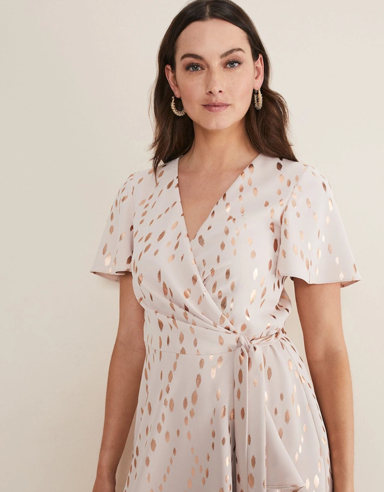 Julissa Ruffle Wrap Midi Dress