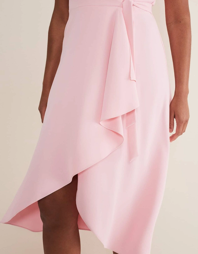 Julissa Sleeveless Ruffle Wrap Midi Dress