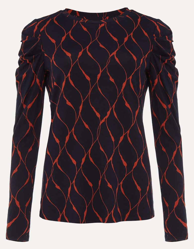 Ally Ruched Sleeve Print Top