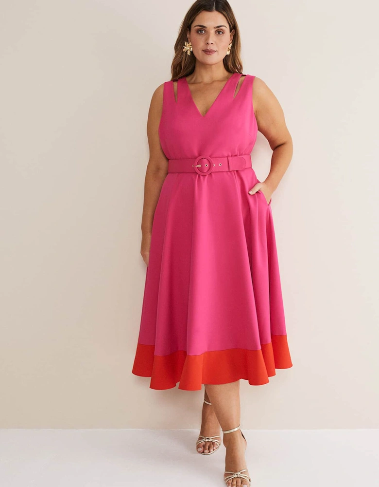 Raquel Belted Fit And Flare Dress