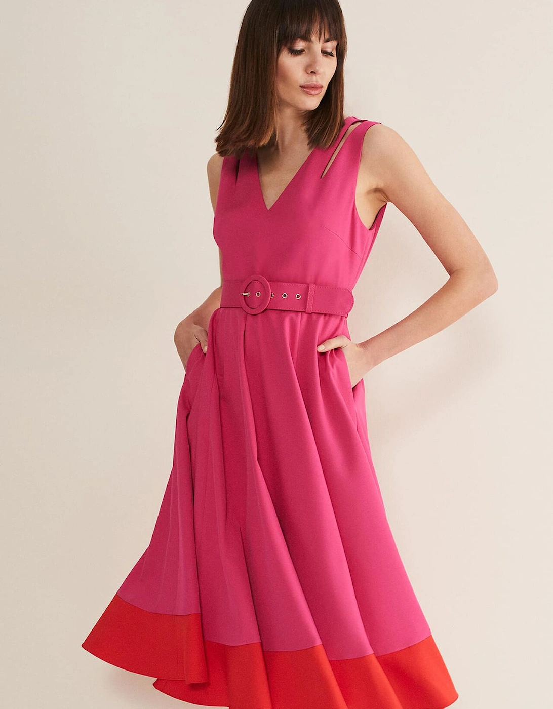 Raquel Belted Fit And Flare Dress