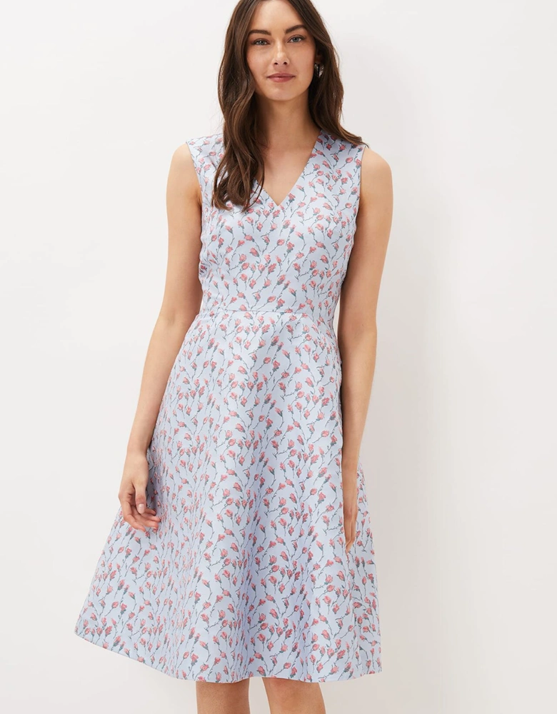 Rosebud Jacquard Fit And Flare Dress