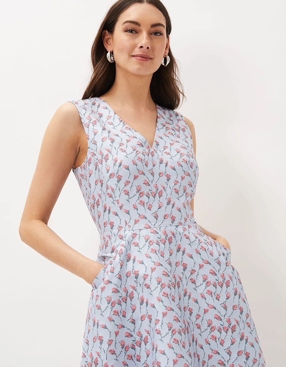 Rosebud Jacquard Fit And Flare Dress