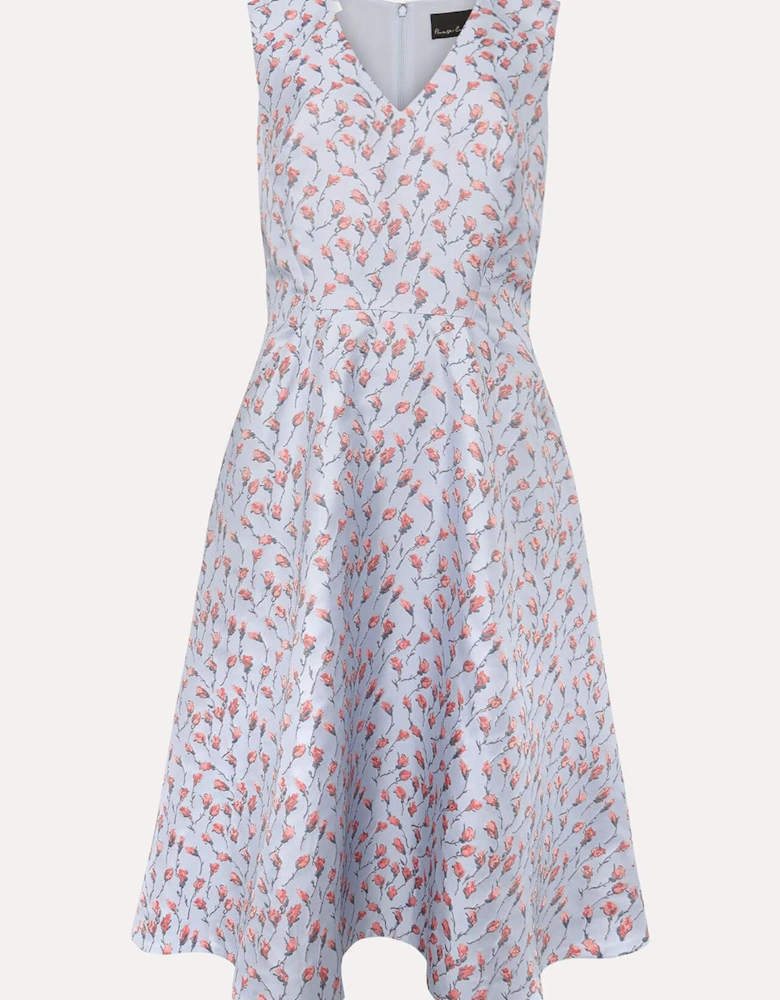 Rosebud Jacquard Fit And Flare Dress