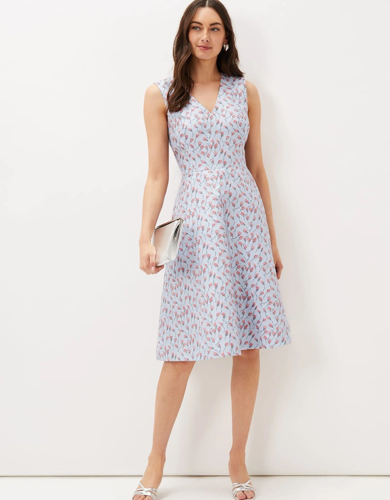 Rosebud Jacquard Fit And Flare Dress