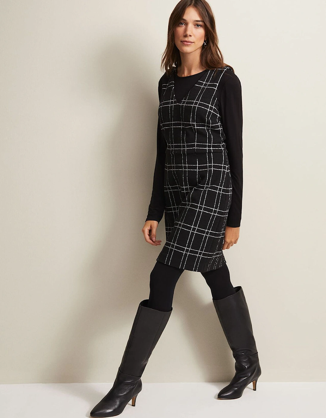 Gemma Checked Pinafore Mini Dress