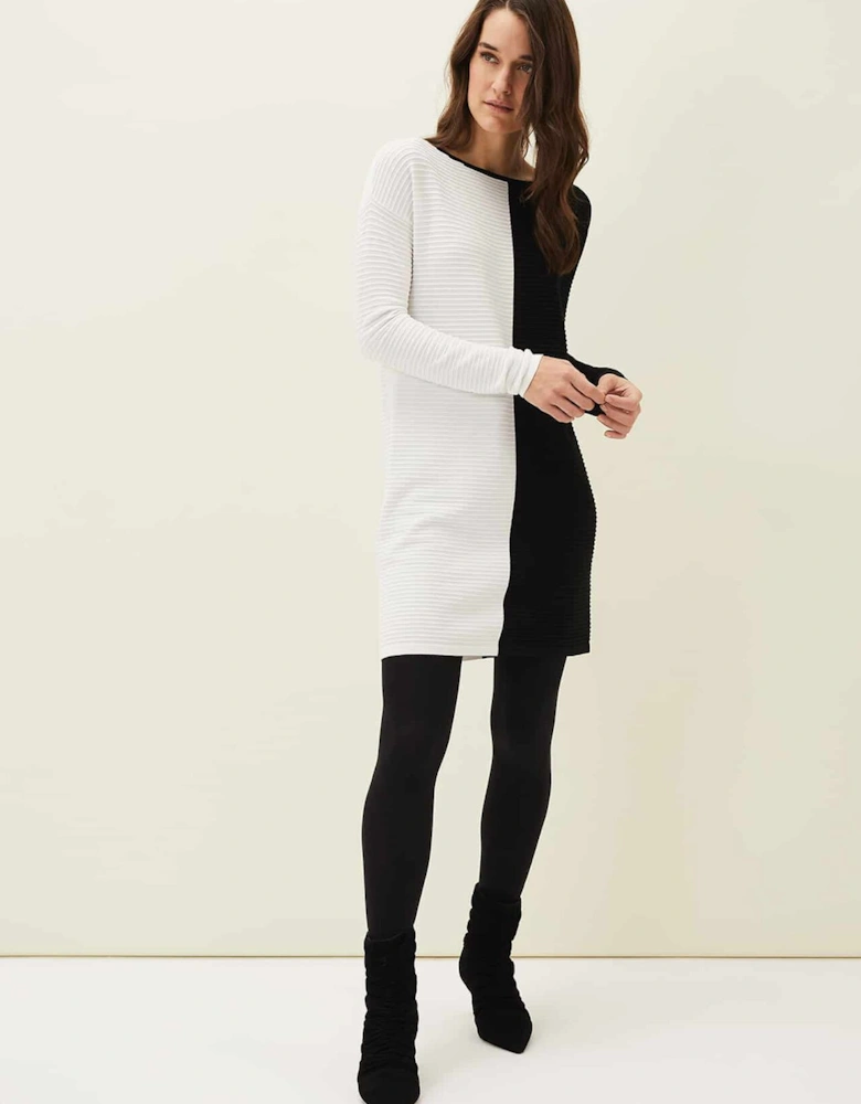 Sherrie Ribbed Colourblock Knit Tunic Dress