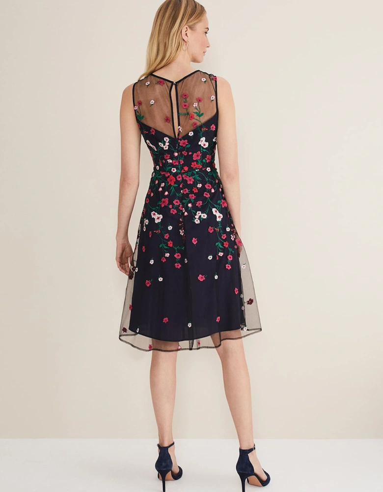 Sloane Mesh Ditsy Floral Dress