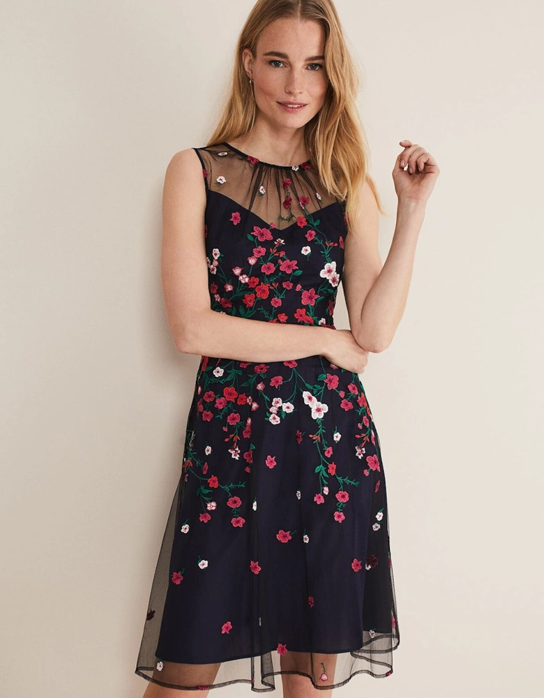 Sloane Mesh Ditsy Floral Dress