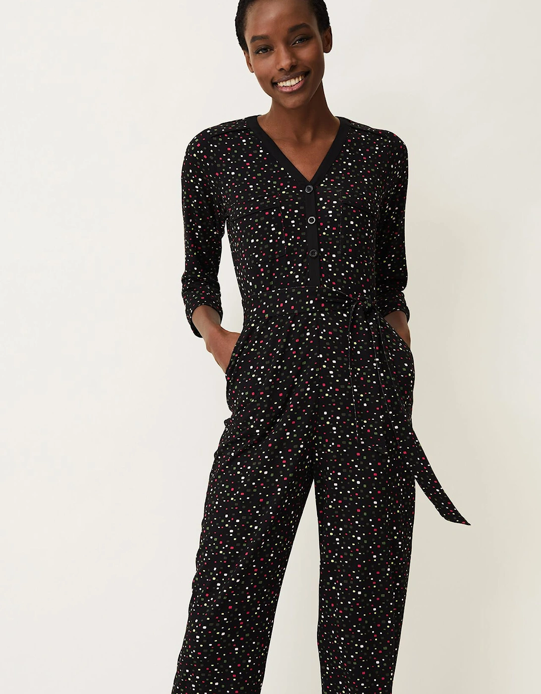 Anglia Ditsy Print Jersey Jumpsuit