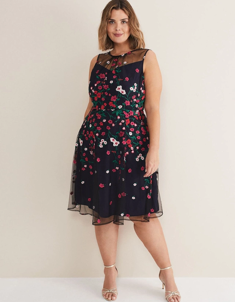 Sloane Mesh Ditsy Floral Dress