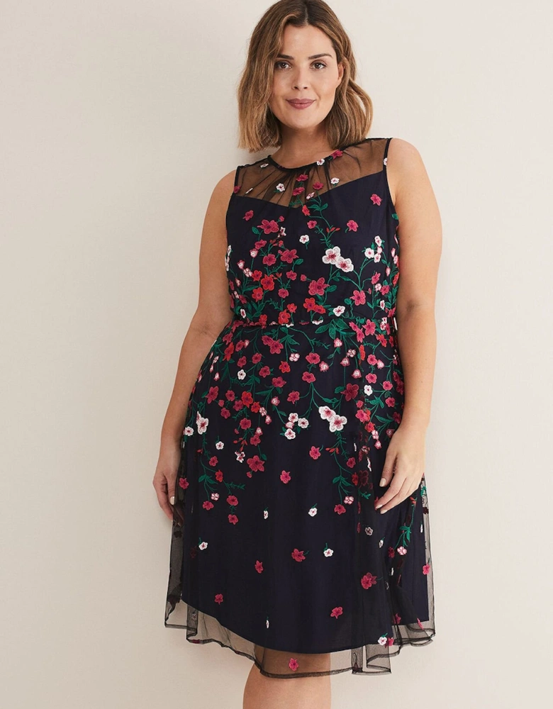 Sloane Mesh Ditsy Floral Dress