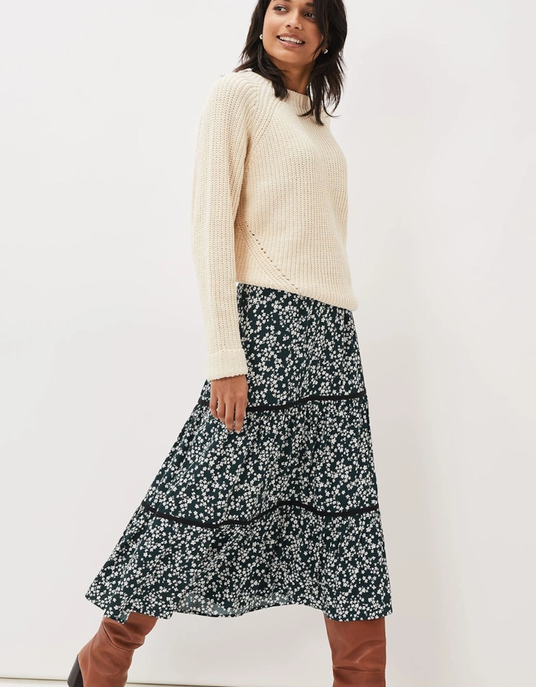 Lennox Ditsy Print Tiered Maxi Skirt