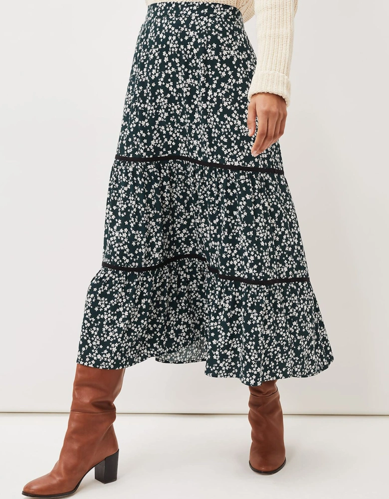 Lennox Ditsy Print Tiered Maxi Skirt