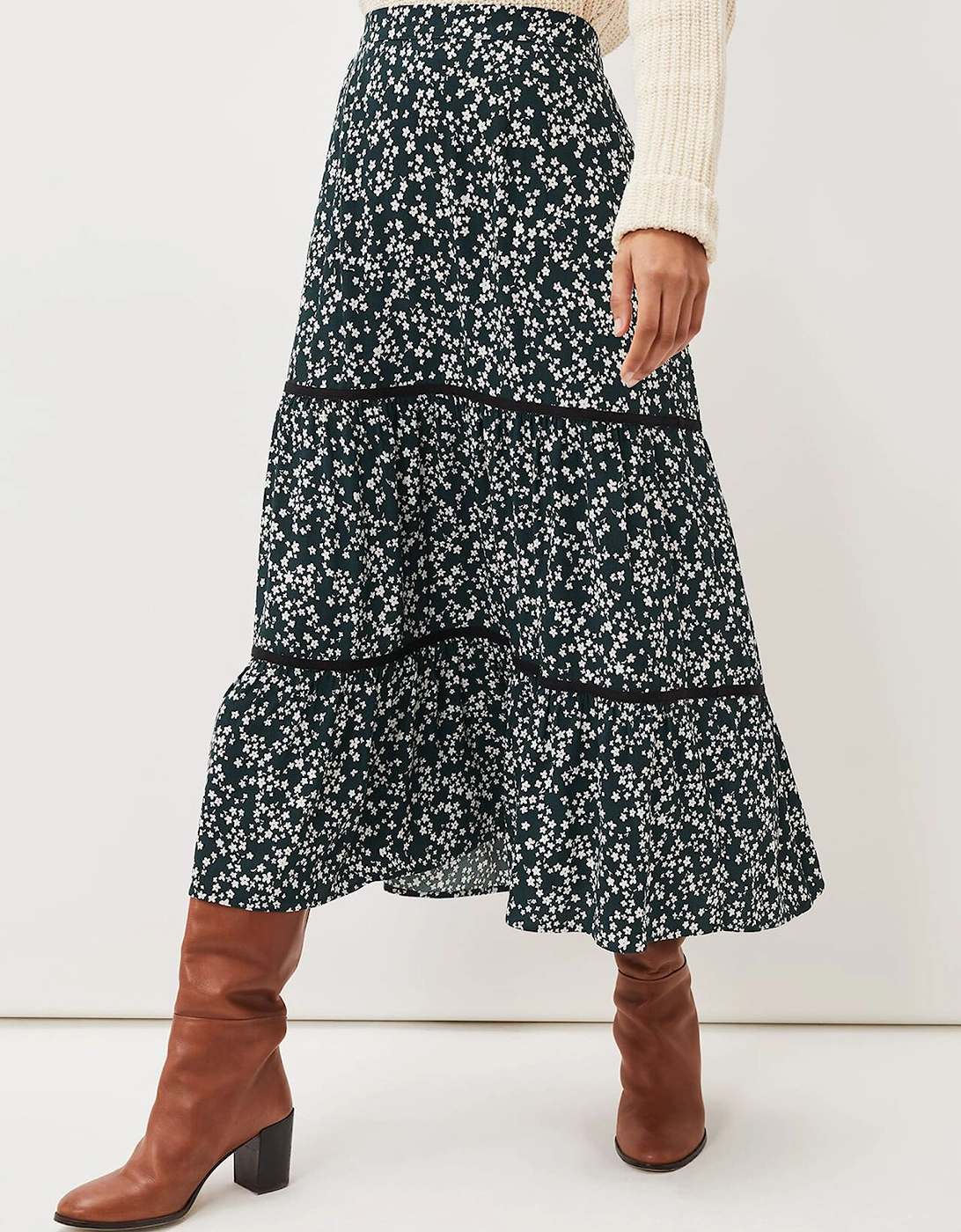 Lennox Ditsy Print Tiered Maxi Skirt