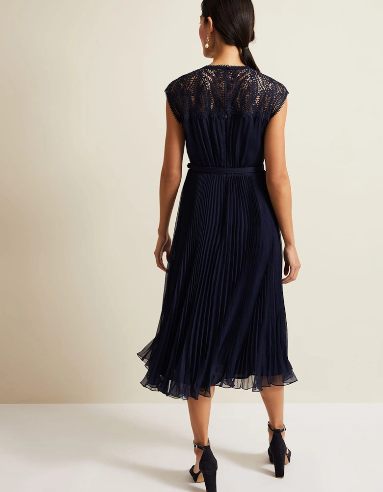 Makaela Pleat Embroidered Dress