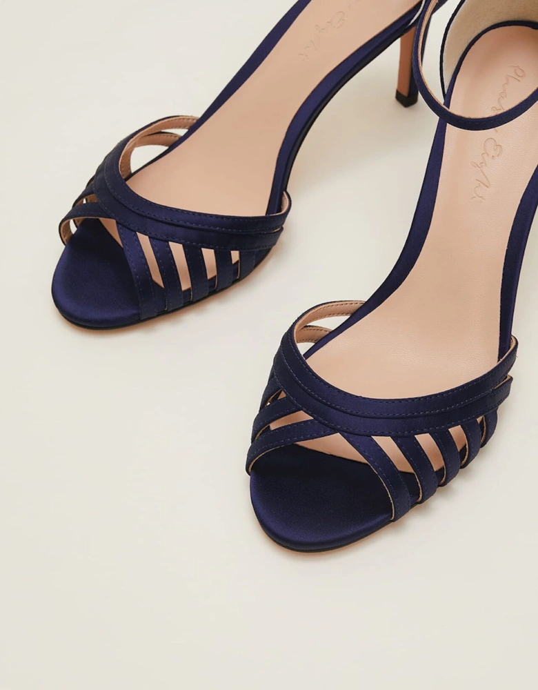 Satin Strappy Heeled Sandals