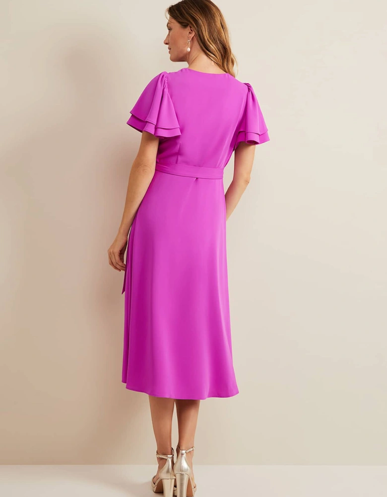 Gian Magenta Wrap Midi Dress