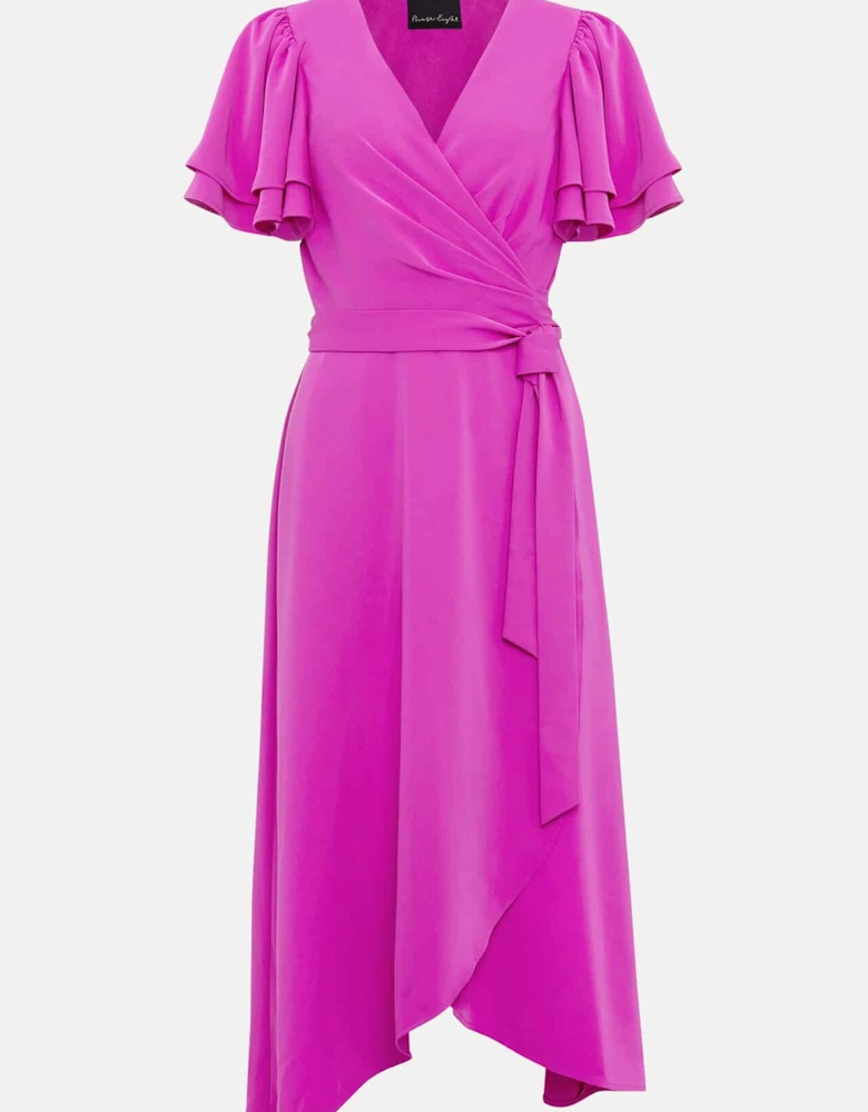 Gian Magenta Wrap Midi Dress