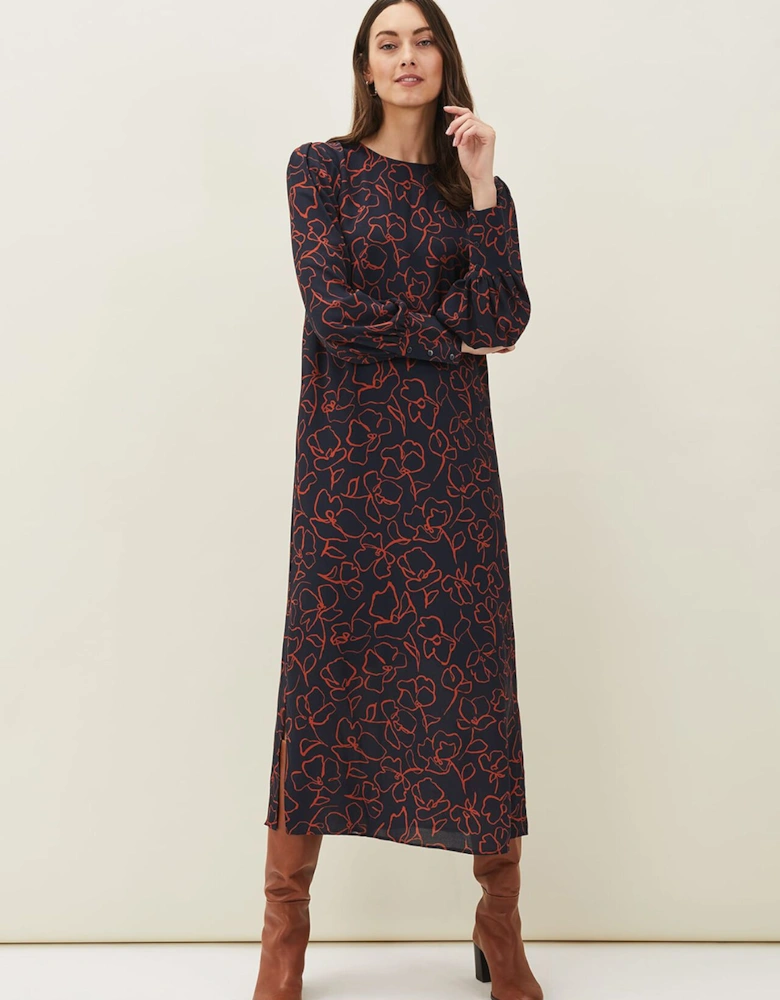 Cosmo Abstract Print Midi Dress