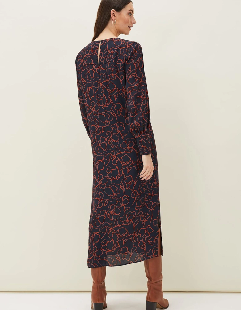 Cosmo Abstract Print Midi Dress