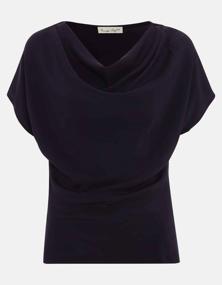 Cheryl Cowl Neck Woven Front Top